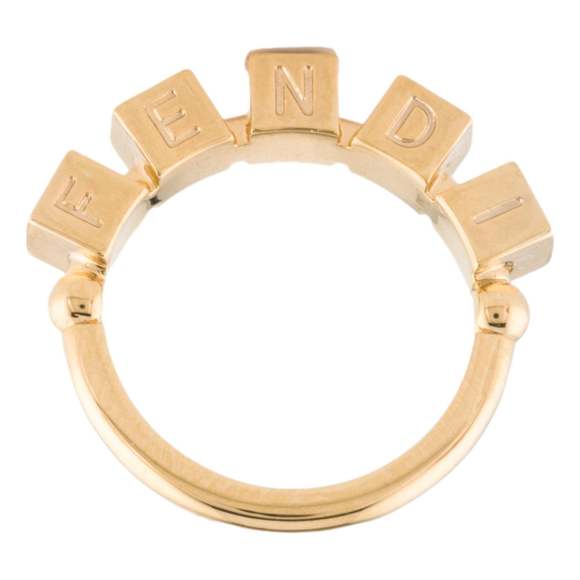Fendi Fendigraphy Letters Gold Metal Ring Size - Picture 2 of 4
